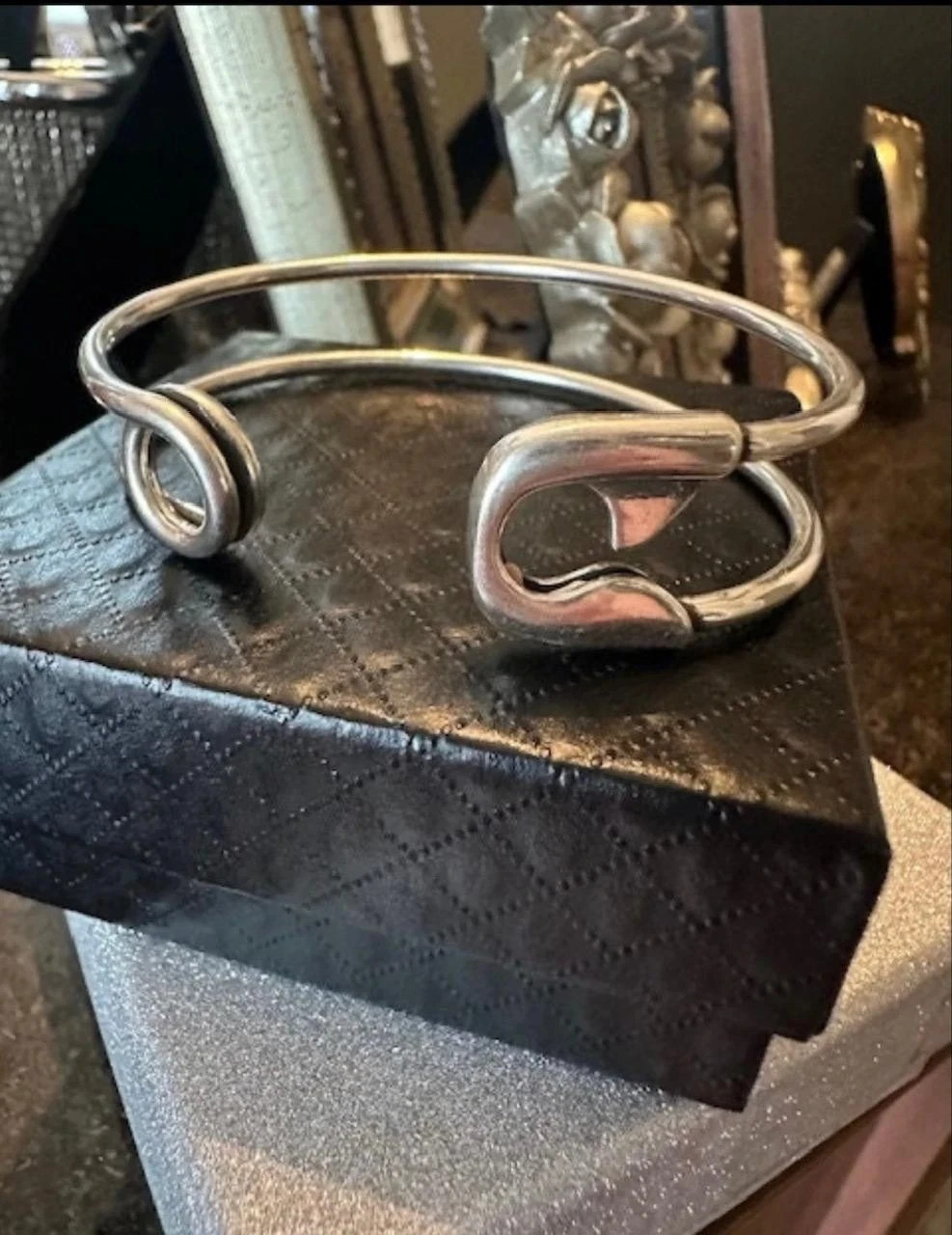 Gorgeous Safety Pin Adjustable Cuff Bracelet | 925 Sterling Silver Stamped USA