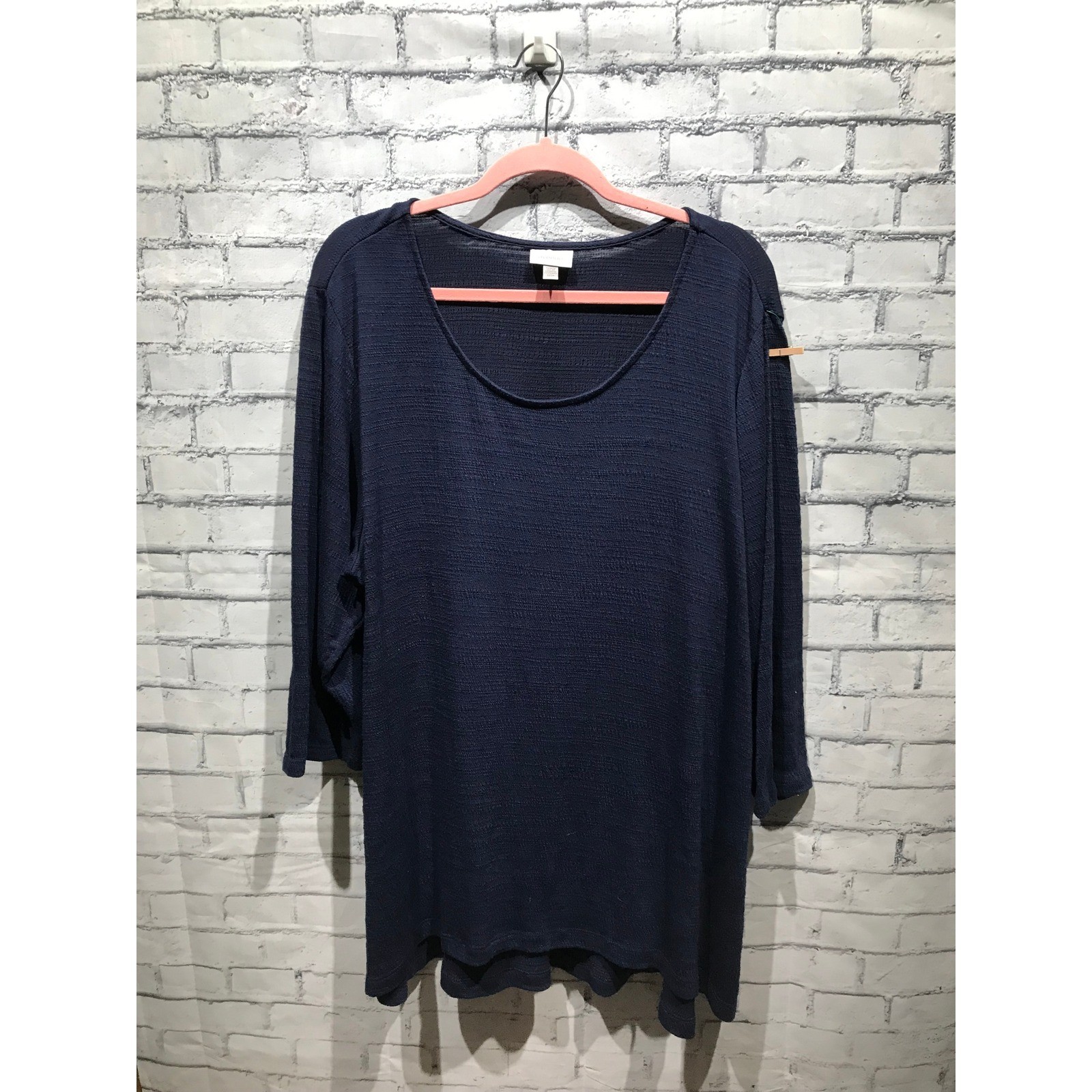 Avenue Women Plus 22/24, Navy Blue Tunic Top Minimalist Casual Stretch Knit