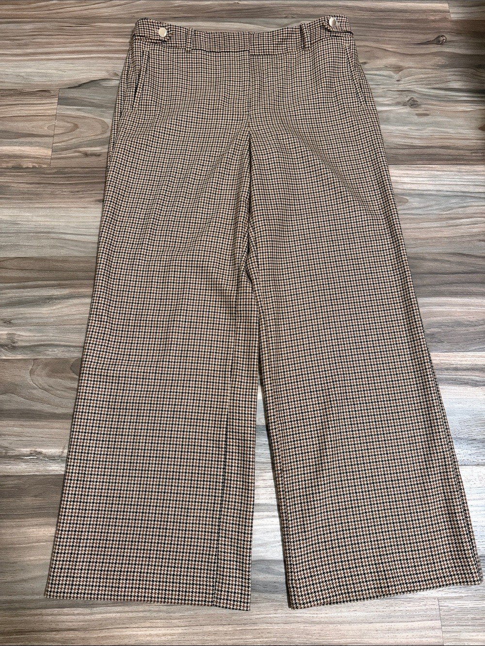 Talbots Greenwich Pants Women 14 Glen Houndstooth High Rise Wide Leg Wool NWOT Talbots Greenwich Pants Women 14 Glen Houndstooth High Rise Wide Leg Wool NWOT