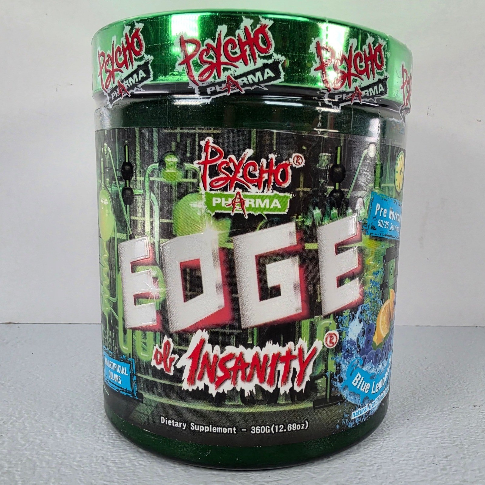 Psycho Pharma Edge of Insanity Pre-Workout Blue Lemonade 360g 50 Servings NEW