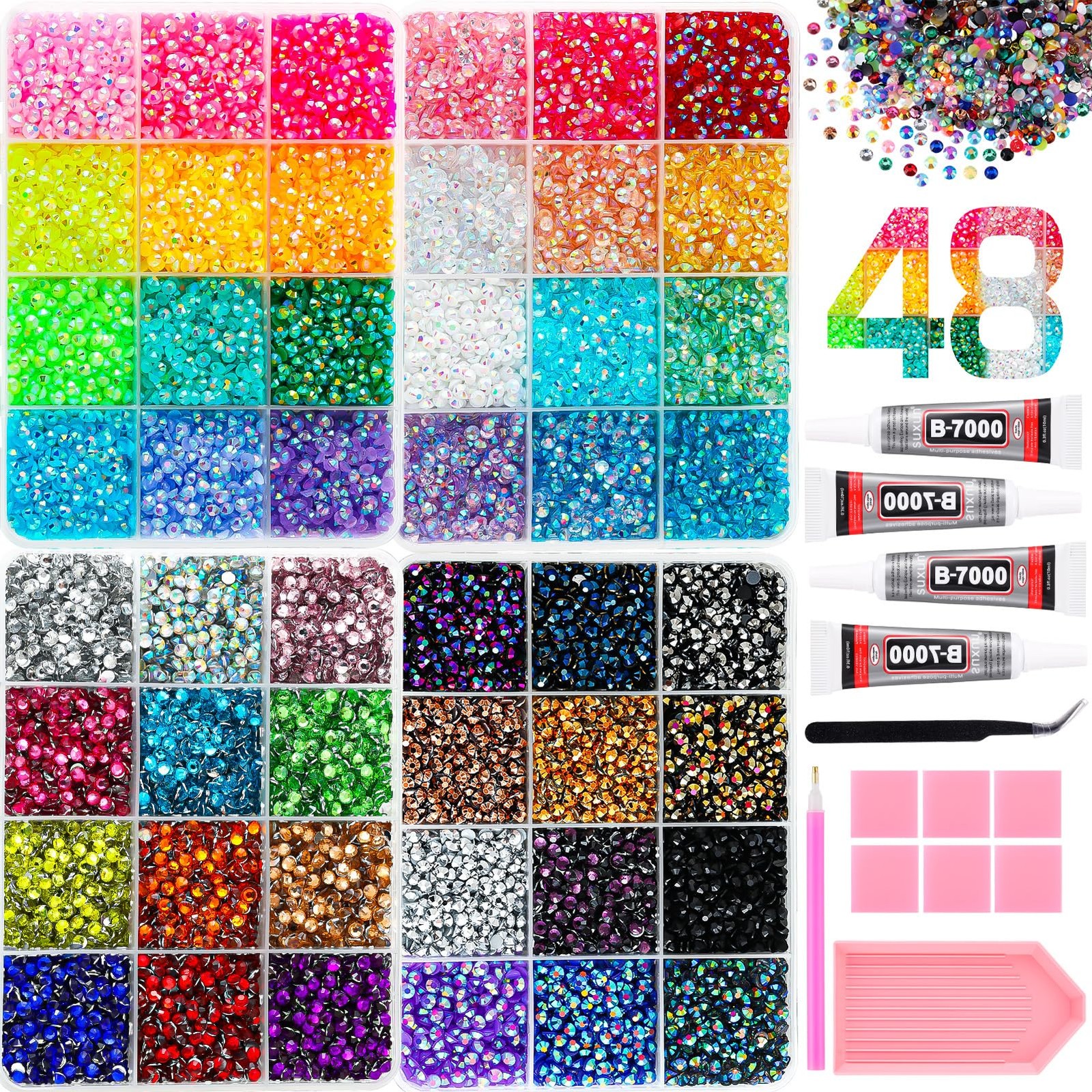 UWETIME 32000Pcs Resin Flatback Rhinestones for Bedazzling Kit with 4 Pcs B70... UWETIME 32000Pcs Resin Flatback Rhinestones for Bedazzling Kit with 4 Pcs B70...