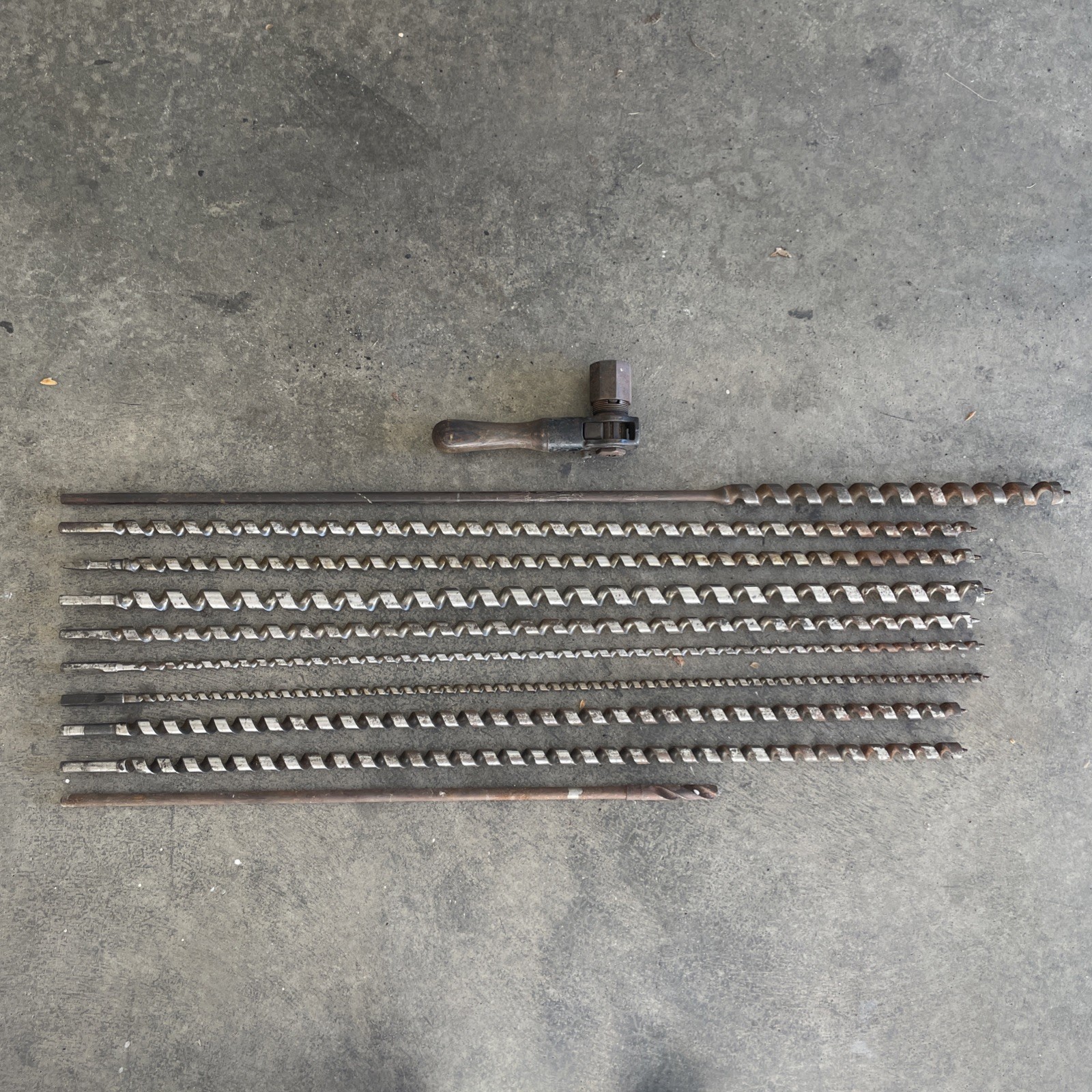 VTG Drill Bit Lot Ratcheting Tool Antique Wood Forest City Bit Tool Long 10 Pcs VTG Drill Bit Lot Ratcheting Tool Antique Wood Forest City Bit Tool Long 10 Pcs