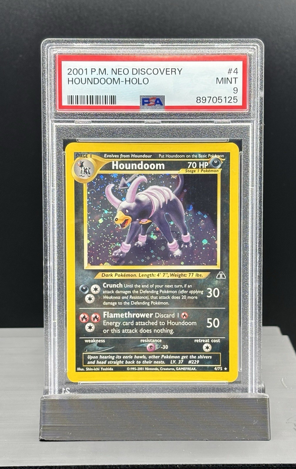 2001 HOUNDOOM HOLO NEO DISCOVERY PSA 9 MINT #4/75 POKEMON TCG WOTC 2001 HOUNDOOM HOLO NEO DISCOVERY PSA 9 MINT #4/75 POKEMON TCG WOTC