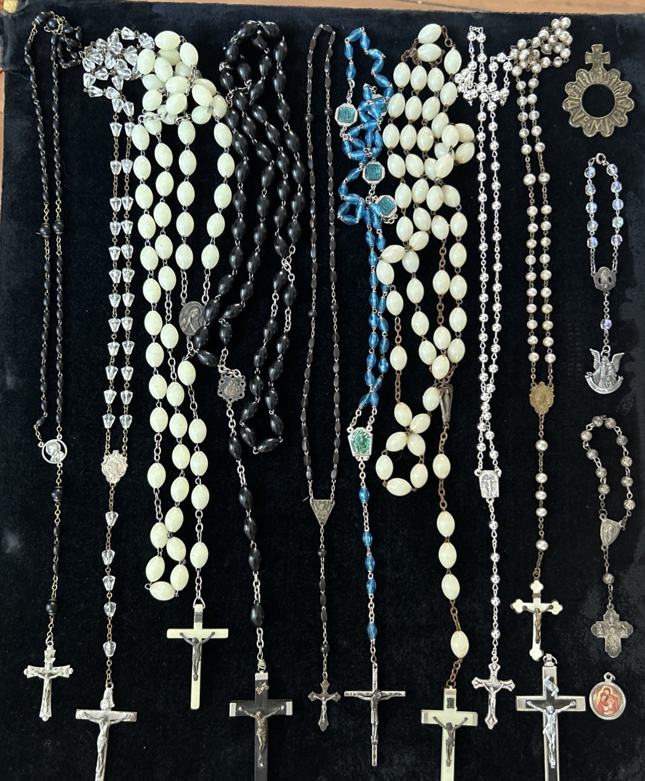 13 pc Vintage Lot Religious Rosary cross glow in the dark Italy Germany 13 pc Vintage Lot Religious Rosary cross glow in the dark Italy Germany