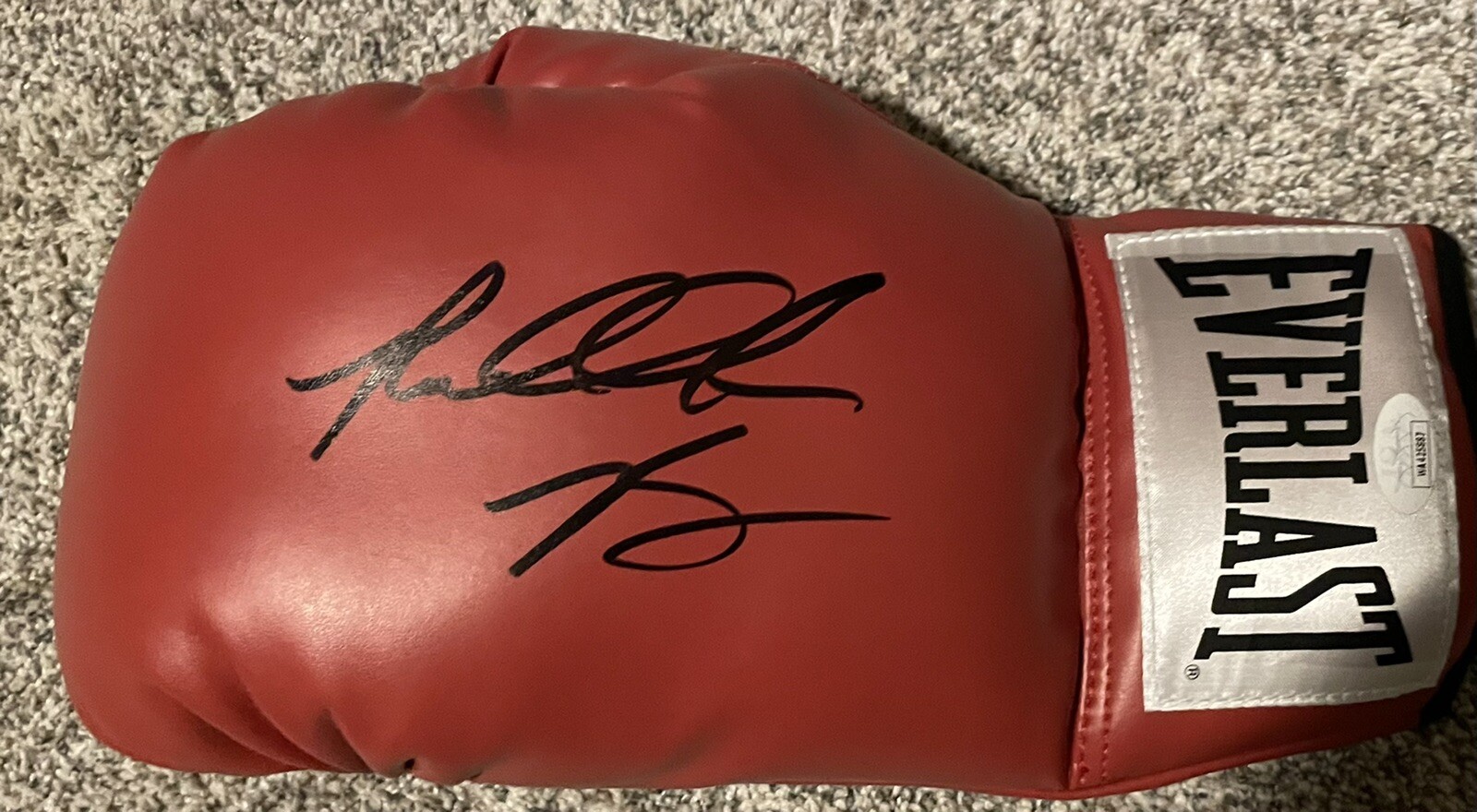 Riddick Bowe Signed Autographed Red Boxing Glove JSA Authenticated Right