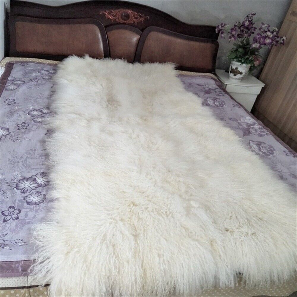 Mongolian Sheepskin Hide Fur Rugs Pelt Long Fluffy Sofa Car Throw White 50x200cm Mongolian Sheepskin Hide Fur Rugs Pelt Long Fluffy Sofa Car Throw White 50x200cm
