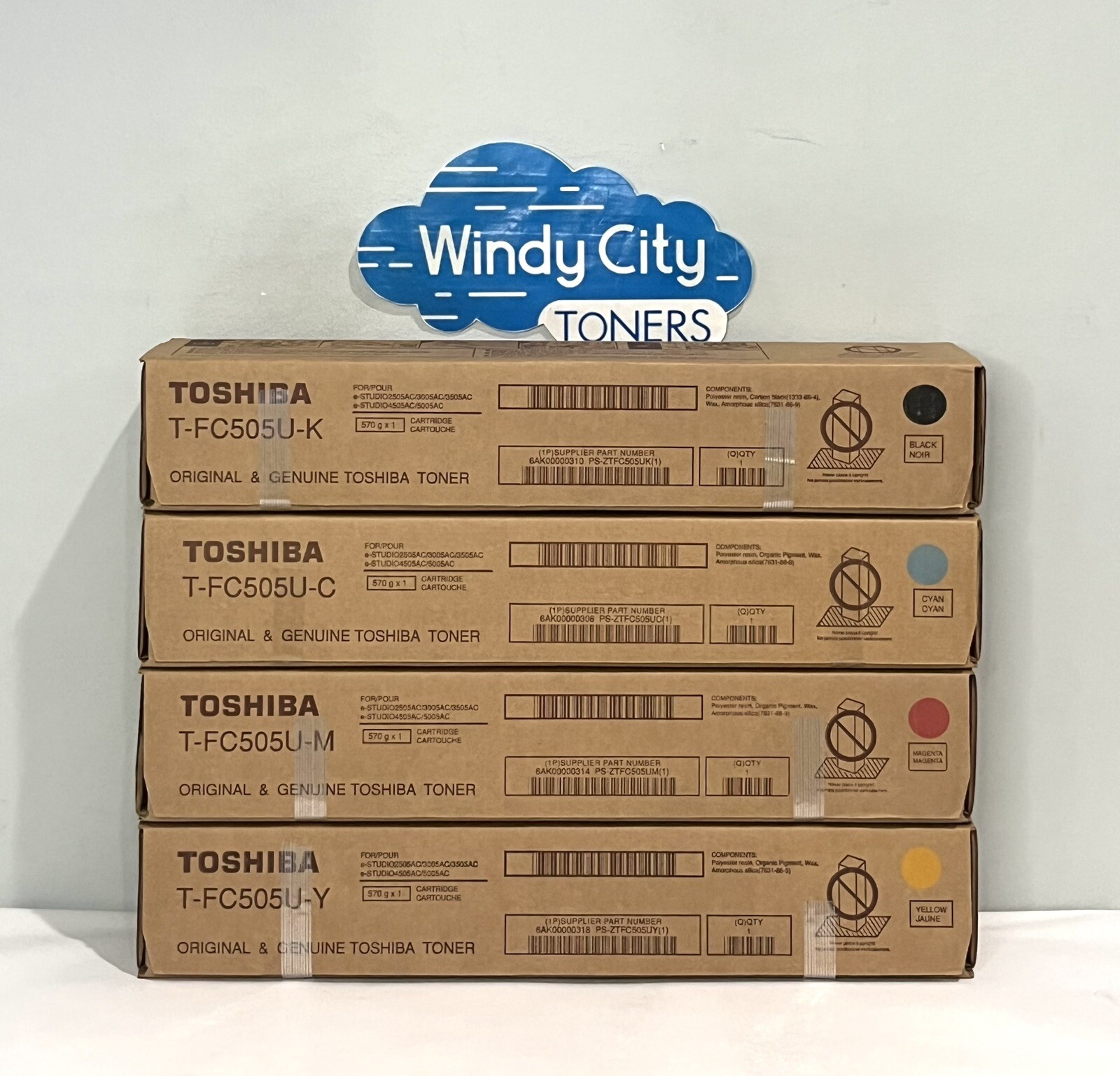 Toshiba T-FC505U Toner Cartridges Set KCMY For 2E505ACE,3005ACE,3505ACE OEM NEW Toshiba T-FC505U Toner Cartridges Set KCMY For 2E505ACE,3005ACE,3505ACE OEM NEW