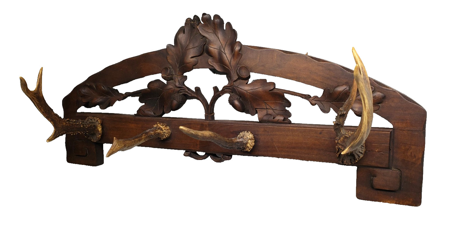 Beautiful Antique Black forest hat rack 1900s With antlers 23 Beautiful Antique Black forest hat rack 1900s With antlers 23