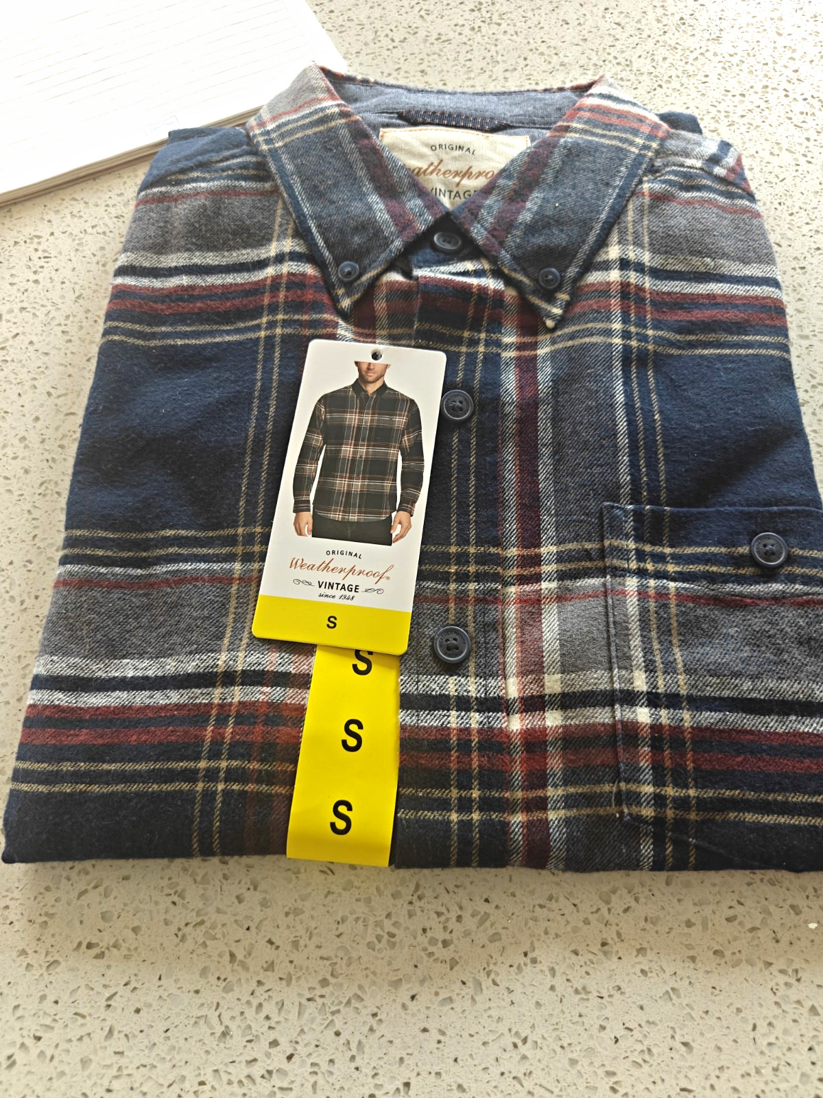 Weatherproof Vintage Men\'s Plaid Flannel Cotton Button-Down Shirt Long S Sleeve Weatherproof Vintage Men\'s Plaid Flannel Cotton Button-Down Shirt Long S Sleeve