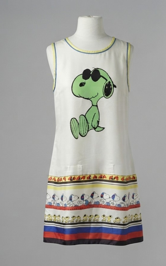Moschino Cheap And Chic Vintage Snoopy Print Silk Shift Dress Sz L Y2K Revival