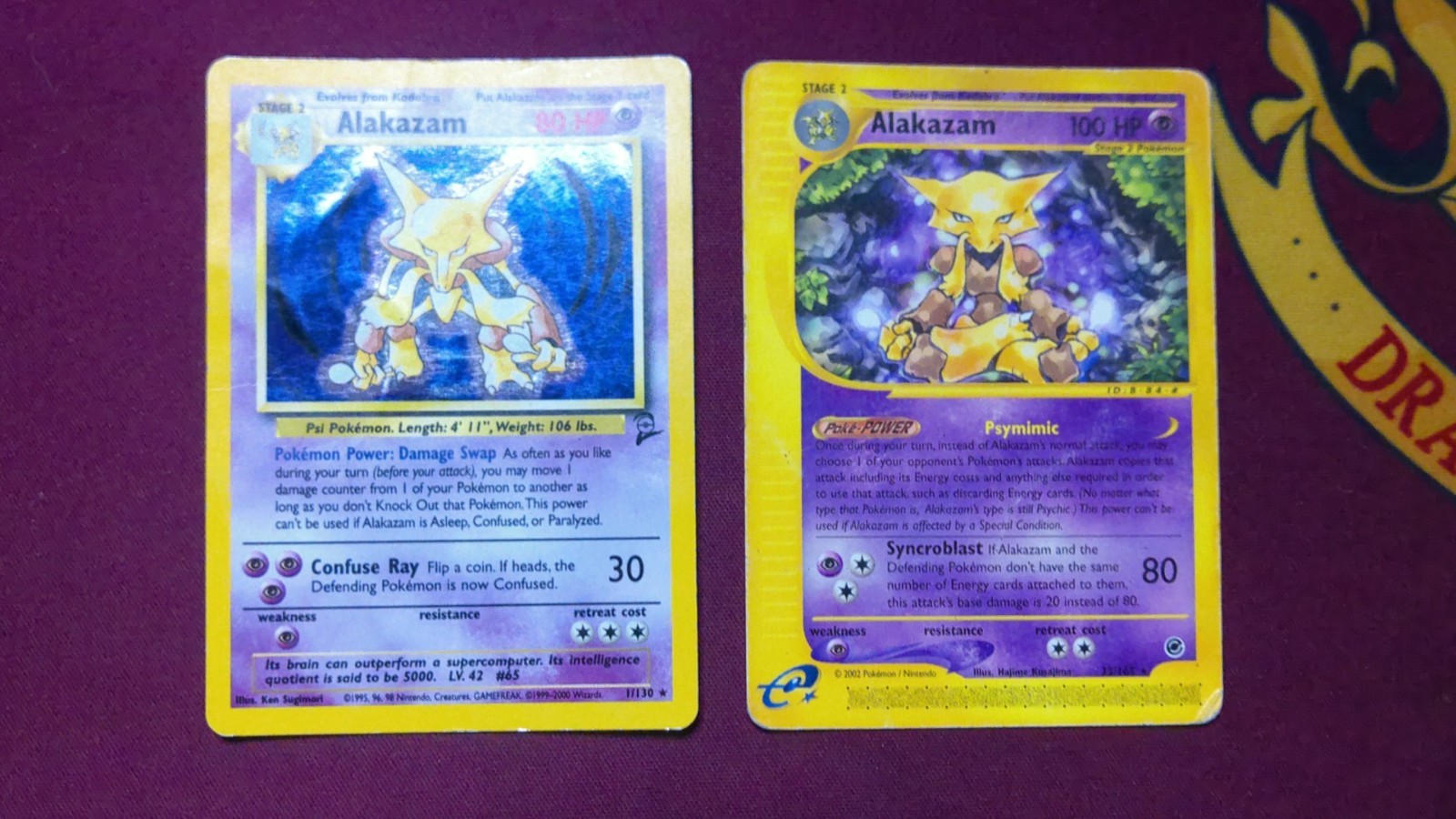 Alakazam 001/102 Base Set 2 Holo AND 2002 eSeries Regular BOTHDMG Alakazam 001/102 Base Set 2 Holo AND 2002 eSeries Regular BOTHDMG