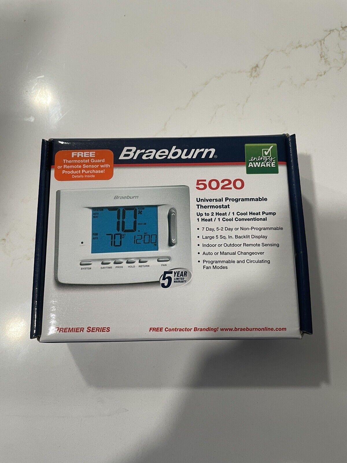 Braeburn 5020 Premier Series 7-Day Universal Programmable Thermostat