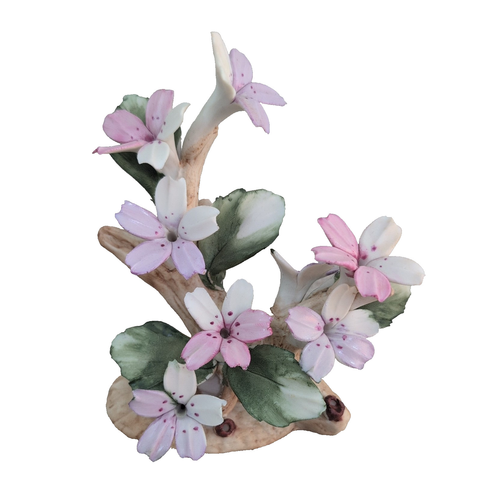 Capodimonte Flowers, Small Delicate Pink Purple White Made In Italy Floral Decor