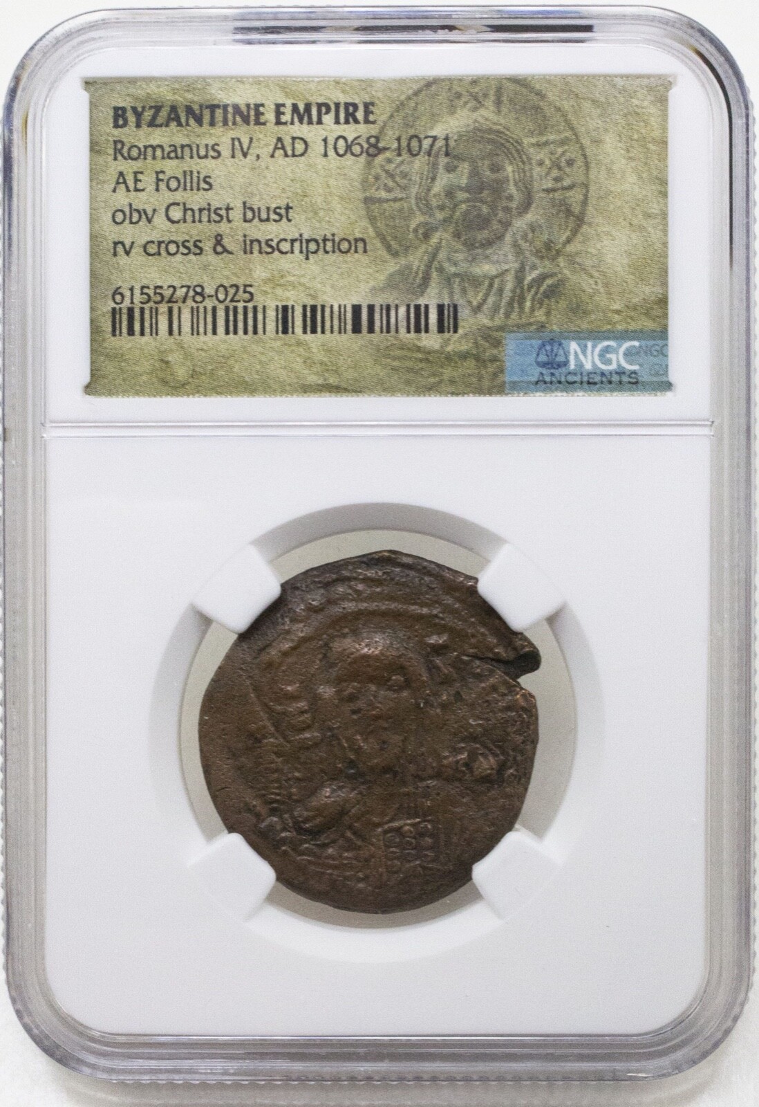 Byzantine Bronze Folles/Bust of Christ 976-1025 CE NGC Certified (Premium Grade) Byzantine Bronze Folles/Bust of Christ 976-1025 CE NGC Certified (Premium Grade)