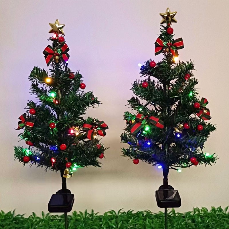 2Pcs LED Solar Lights Christmas Tree Stake Lamp Path Garden Outdoor Xmas Decor