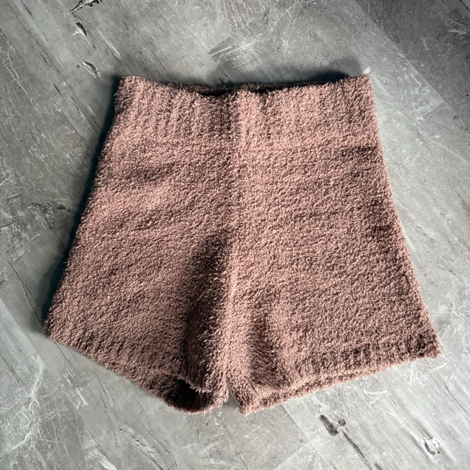 Women\'s Skims Cozy Knit Fuzzy Pink/brown Lounge Bike Shorts Sz S/M Women\'s Skims Cozy Knit Fuzzy Pink/brown Lounge Bike Shorts Sz S/M