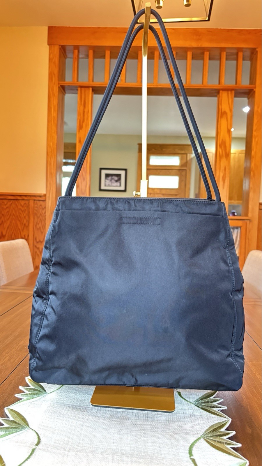 Authentic Prada Vela MV176 Black Tessuto Nylon Large Tote ShoulderBag Italy Card