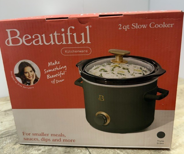 BEAUTIFUL BY DREW BARRYMORE 2 QT Slow Cooker - Thyme Green - NEW Crock Pot