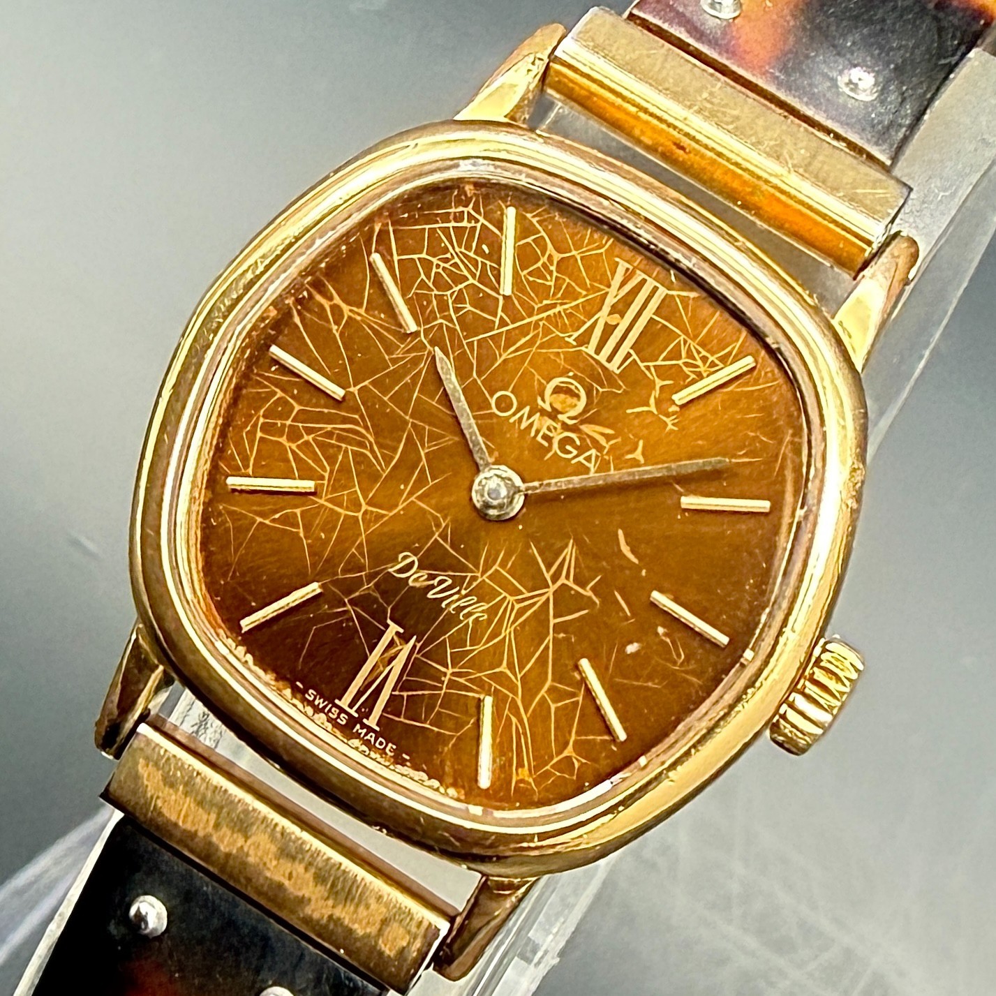 Vtg 1979 OMEGA De Ville Cal.625 511.0559 Roman Brown Manual Women\'s Watch JAPAN