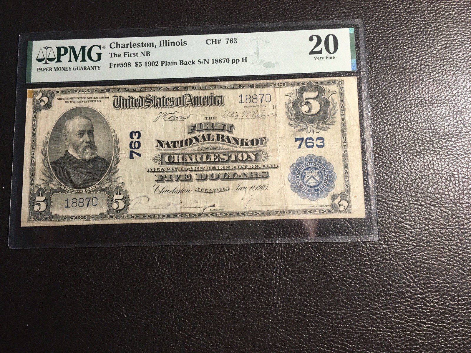 5.00 1902 National Charleston Illinois Pmg 20 VF Previously Mounted 5.00 1902 National Charleston Illinois Pmg 20 VF Previously Mounted