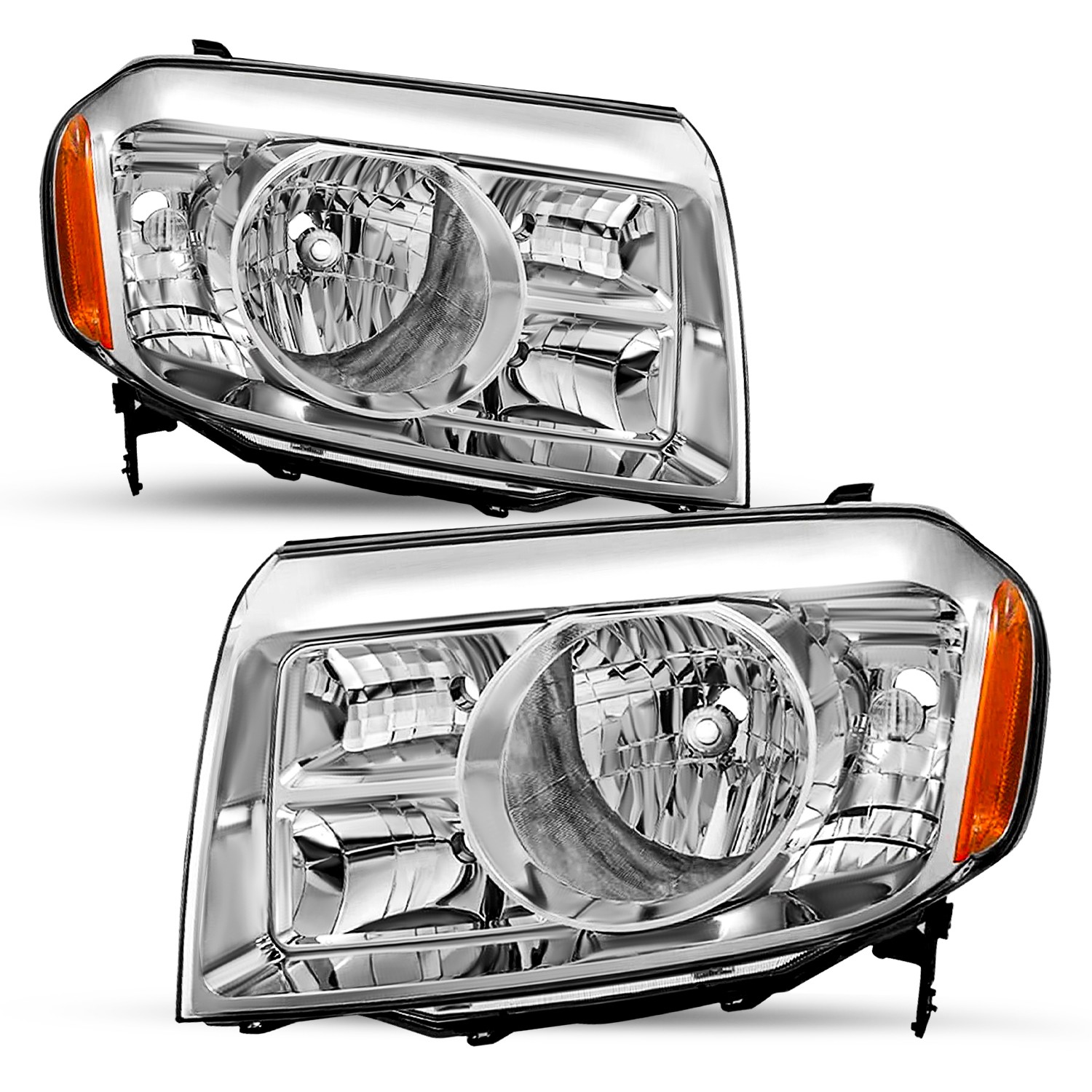 For 2009 2010 2011 Honda Pilot 4Dr Chrome Headlights Amber Corner Headlamps L+R