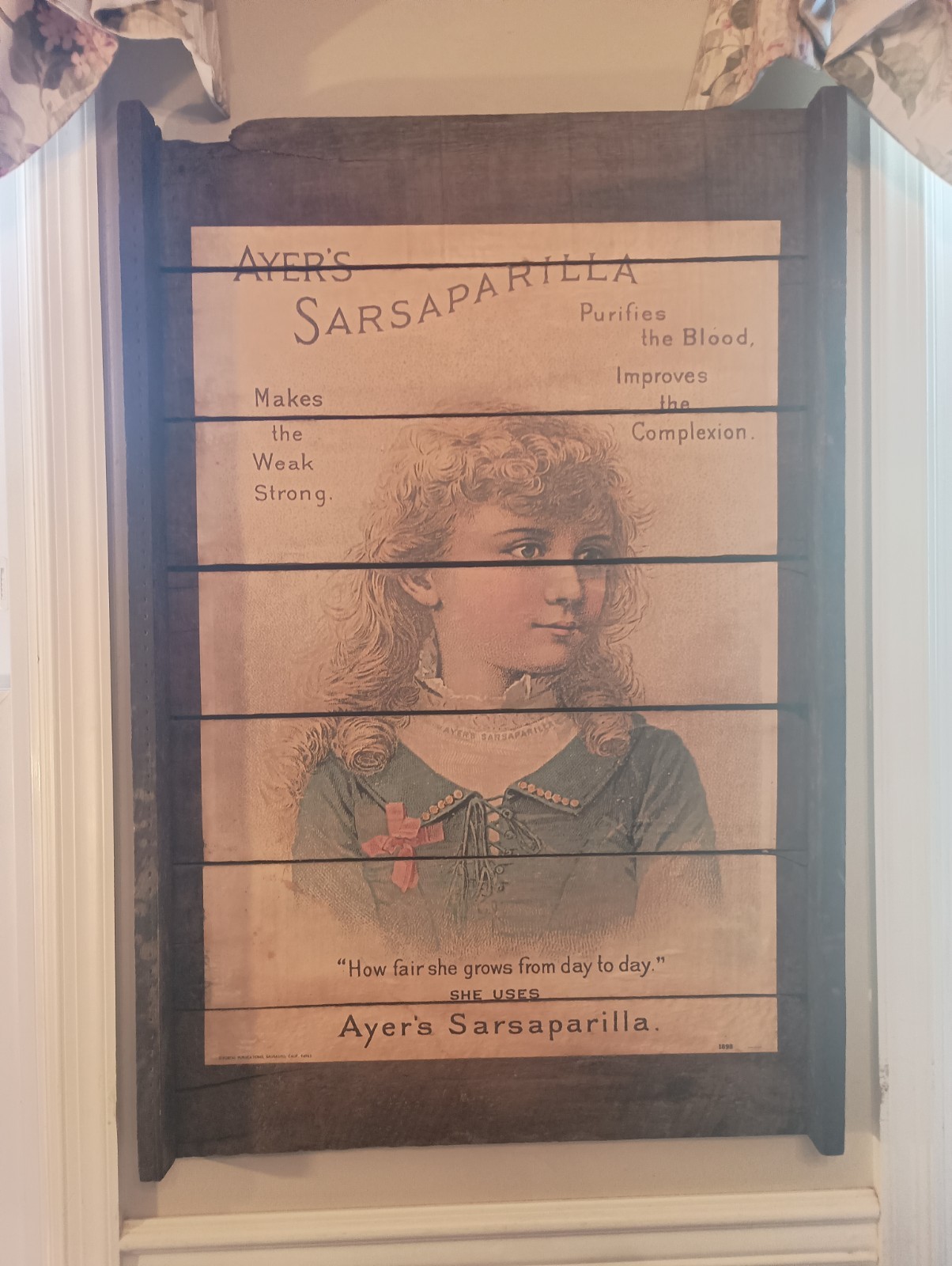 Antique Ayers Sarsaparilla Advertisement 1898 Litho on Antique Grape Tray 30x24\ Antique Ayers Sarsaparilla Advertisement 1898 Litho on Antique Grape Tray 30x24\
