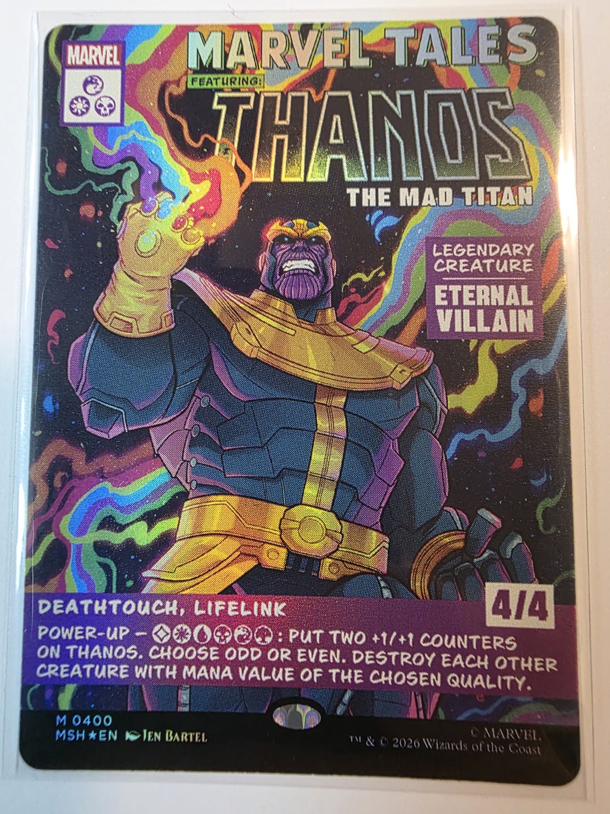 Magic the Gathering, Super Heroes, Thanos The Mad Titan M 0400 MSH FOIL. Magic the Gathering, Super Heroes, Thanos The Mad Titan M 0400 MSH FOIL.
