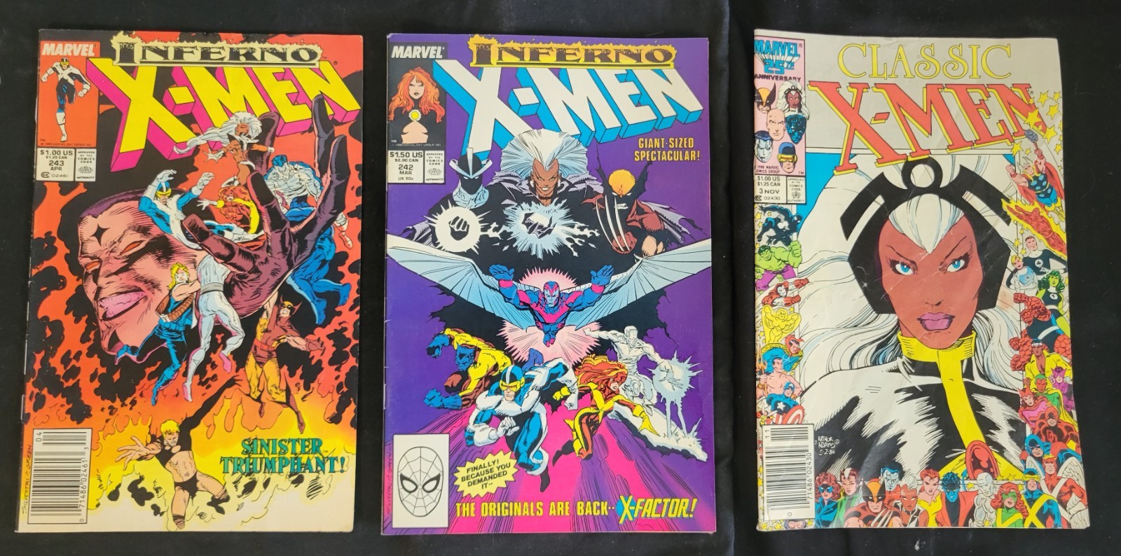 Lot of 3 1980s-90s Marvel X Men comics (Original Owner)