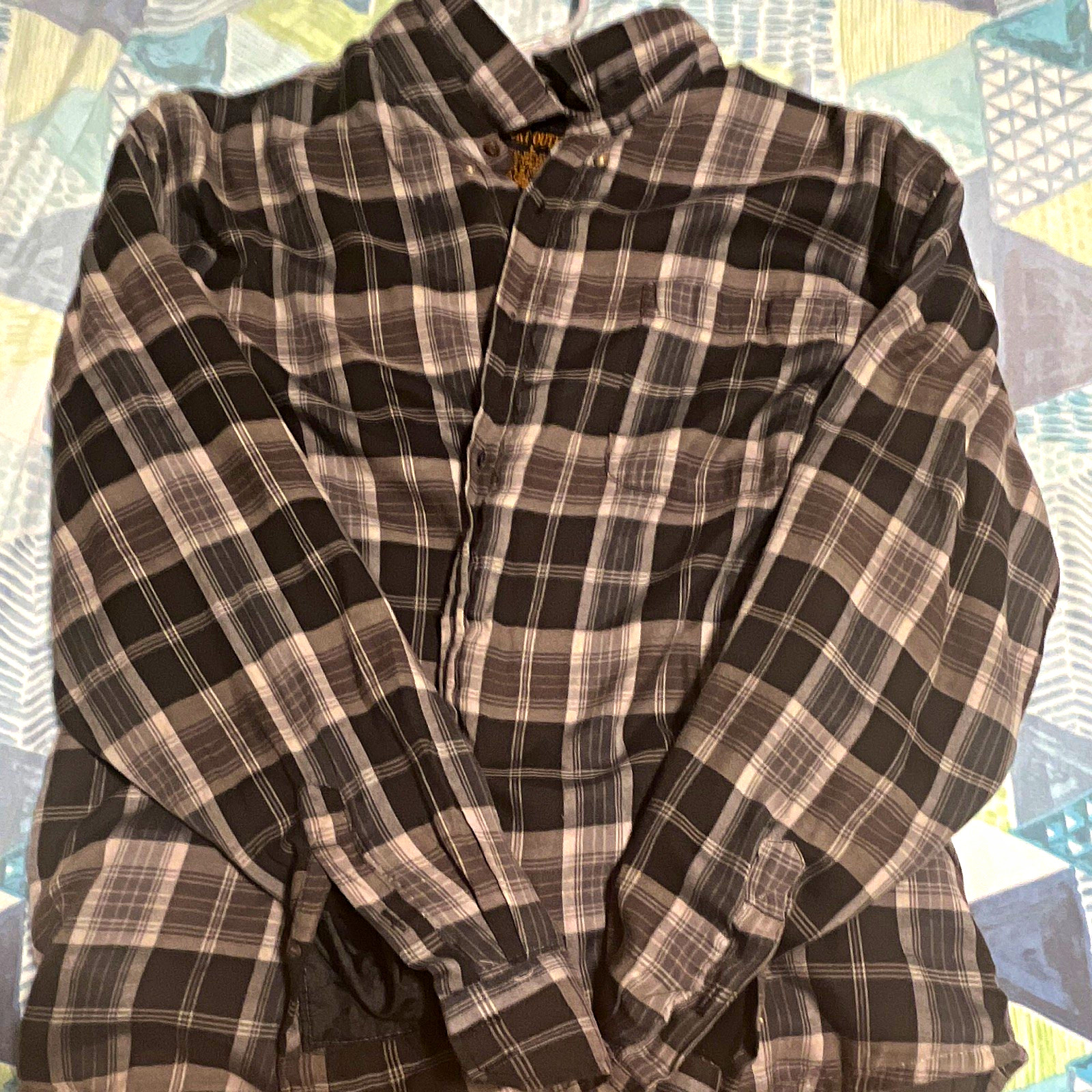 Comfort Outfitter Men\'s L Flannel Plaid Button-Down Shirt Long Sleeve Black Comfort Outfitter Men\'s L Flannel Plaid Button-Down Shirt Long Sleeve Black