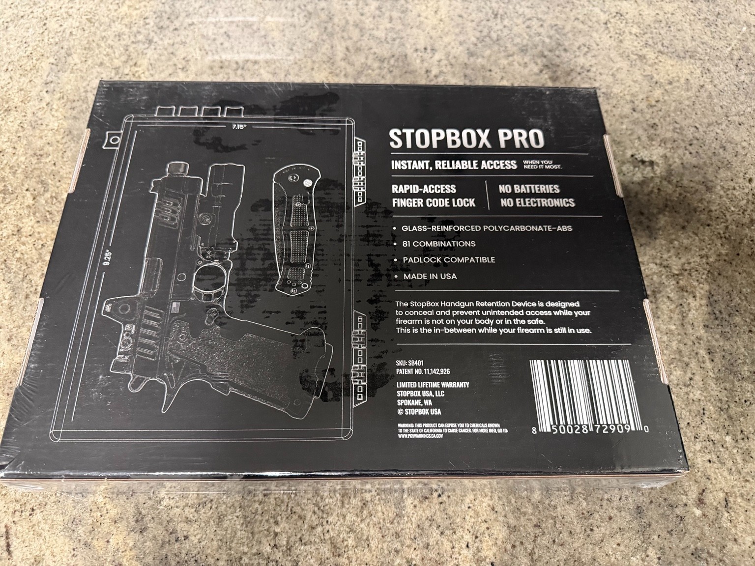 StopBox Pro SB401 Full Size Handgun Safe Lock Box Black NEW Factory Sealed StopBox Pro SB401 Full Size Handgun Safe Lock Box Black NEW Factory Sealed