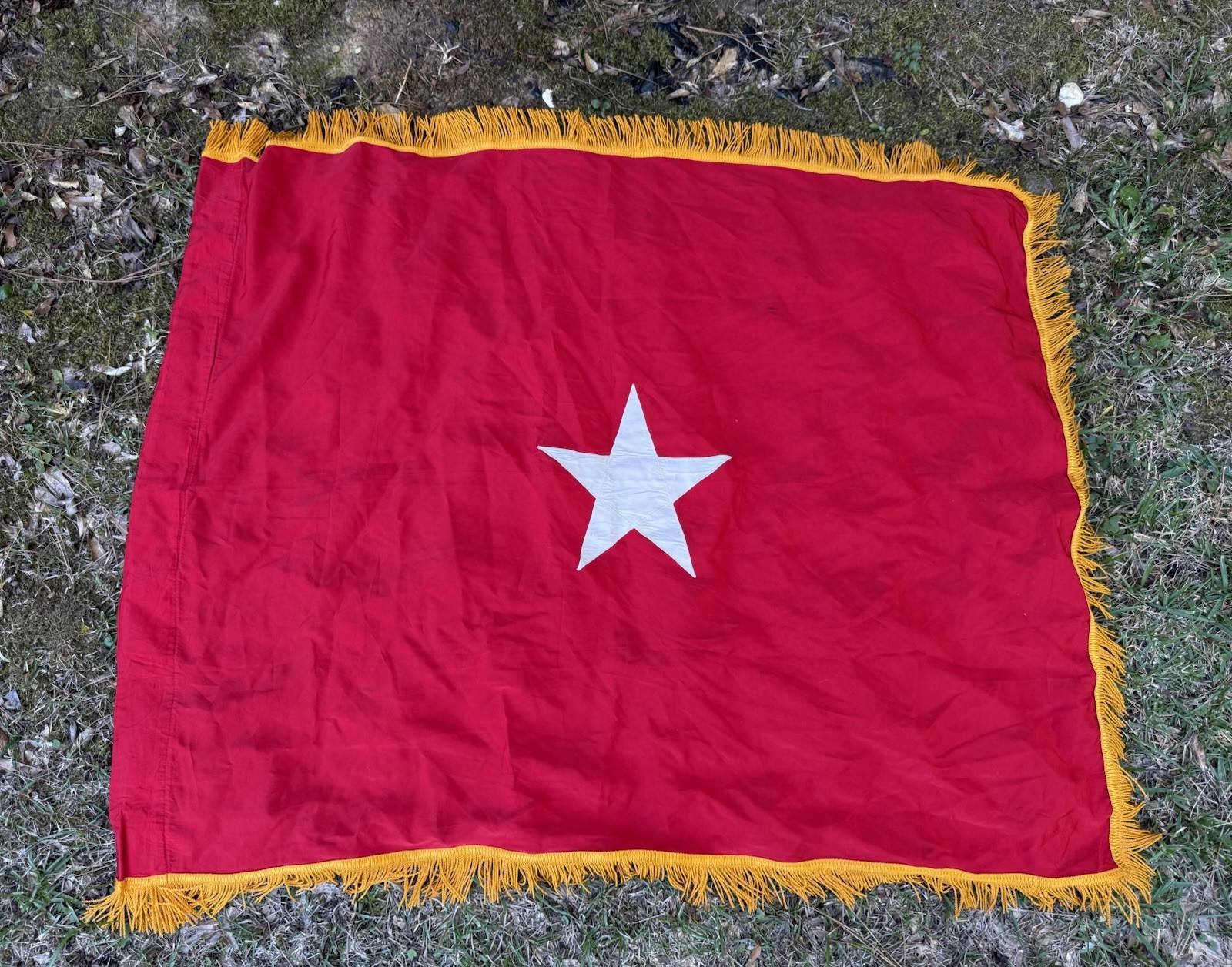 Vintage US Army 1 Star Brigadier General Service Flag Fringed Embroidered Star Vintage US Army 1 Star Brigadier General Service Flag Fringed Embroidered Star