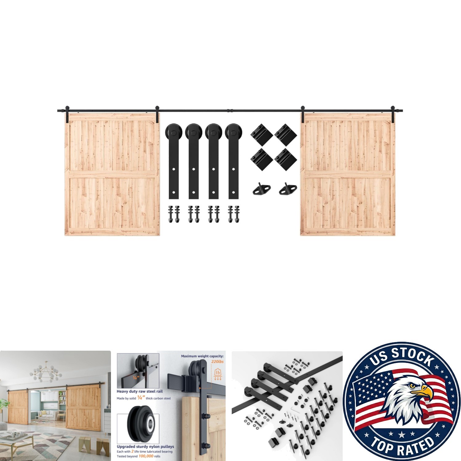 Elegant 20 FT Smooth-Glide Barn Door Hardware Kit - Perfect for 60\ Elegant 20 FT Smooth-Glide Barn Door Hardware Kit - Perfect for 60\