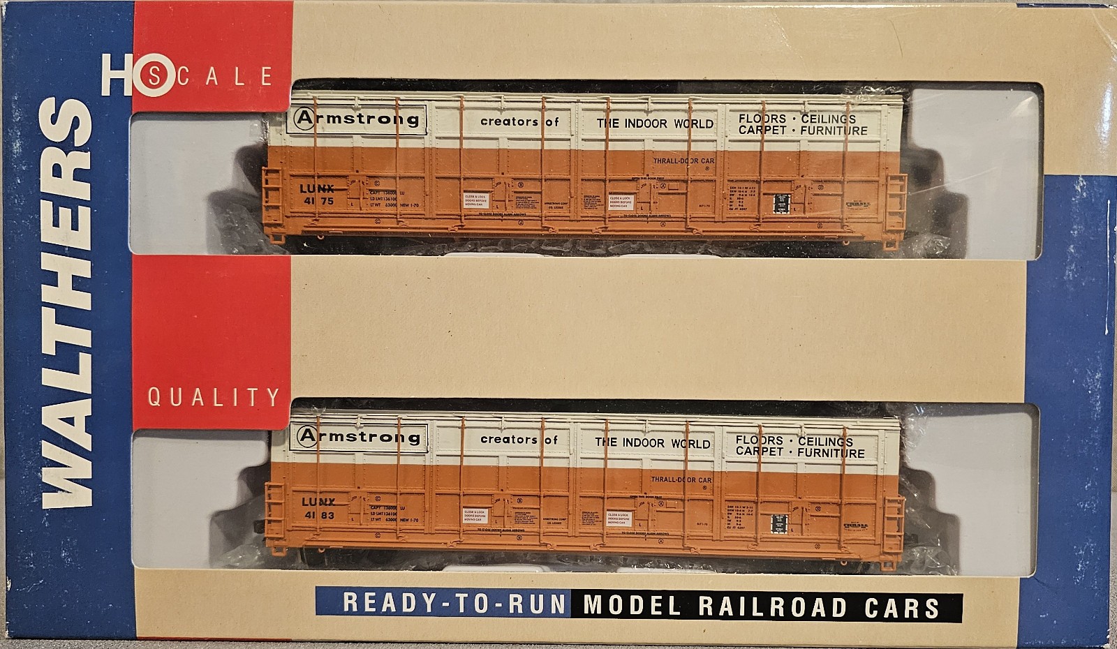 Walthers RTR HO Scale 2 Pack Armstong Thrall Door Box Car 932-27009 LUNX 4183 75
