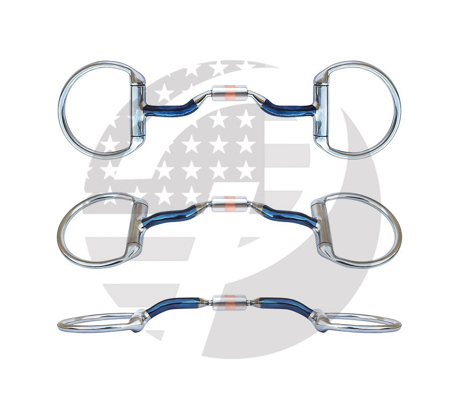 EggButt Ported Mouth Comfort Barrel Blue Alloy Sweet Iron Snaffle Myler Bits EggButt Ported Mouth Comfort Barrel Blue Alloy Sweet Iron Snaffle Myler Bits