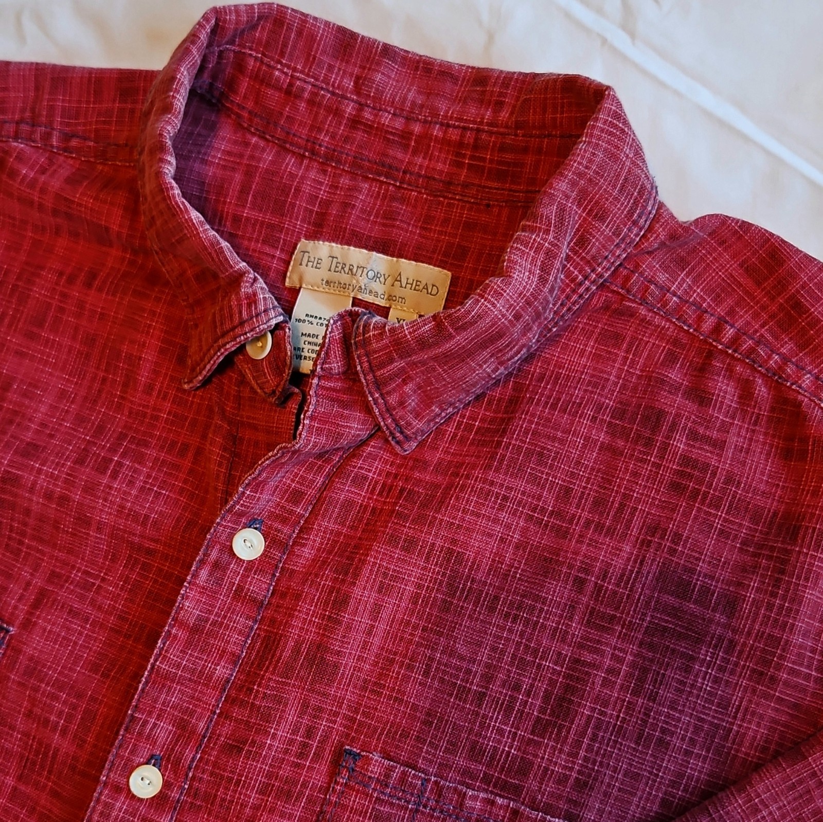 The Territory Ahead Men’s XL Red Plaid Woven Cotton Button Down Shirt Pockets The Territory Ahead Men’s XL Red Plaid Woven Cotton Button Down Shirt Pockets