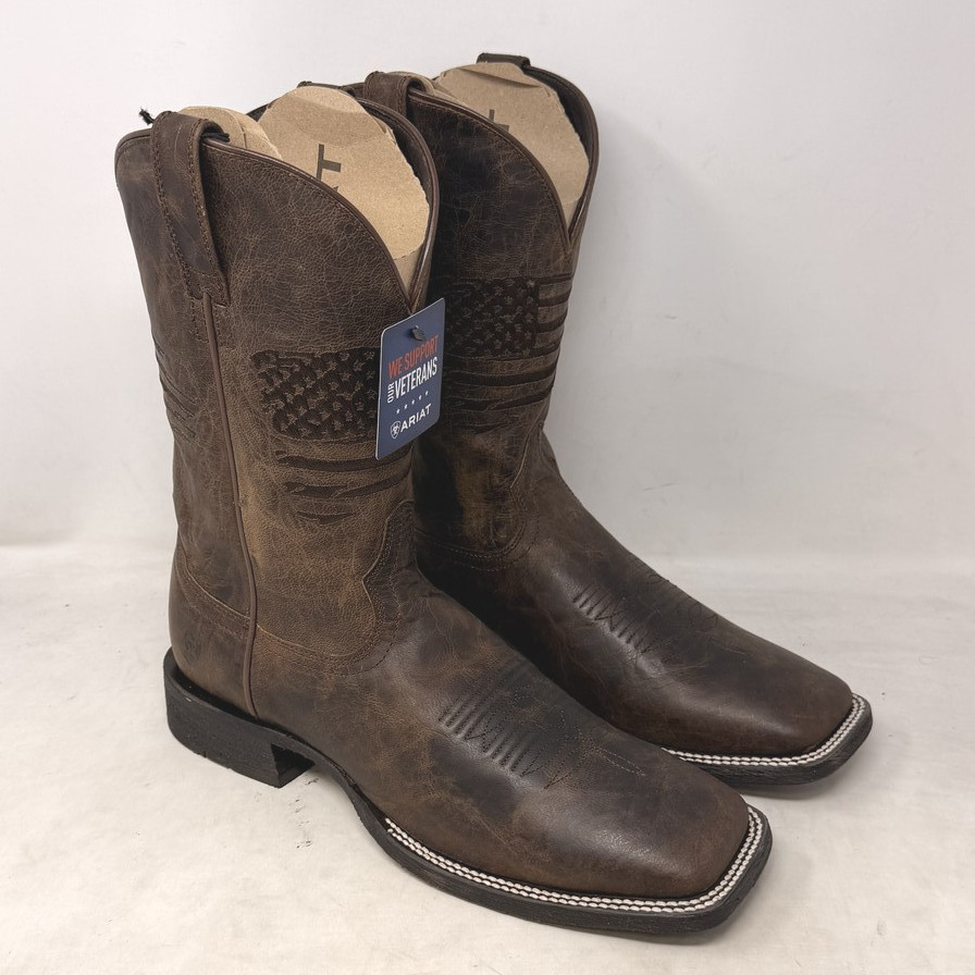 ARIAT 10029699 WEATHERED TAN LEATHER WORK BOOTS MEN ROUND TOE PULL ON 10D