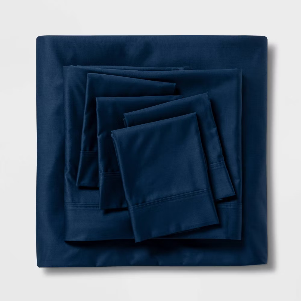 Full-6pc 800 Thread Count Solid Sheet Set - Threshold Signature-Blue Full-6pc 800 Thread Count Solid Sheet Set - Threshold Signature-Blue