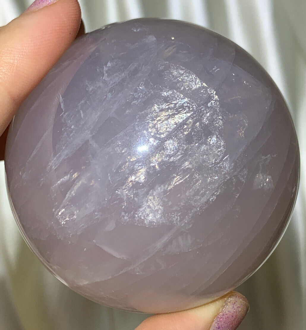 GORGEOUS RAINBOW LAVENDER STAR BLUE ROSE QUARTZ LARGE POLISHED SPHERE MADAGASCAR