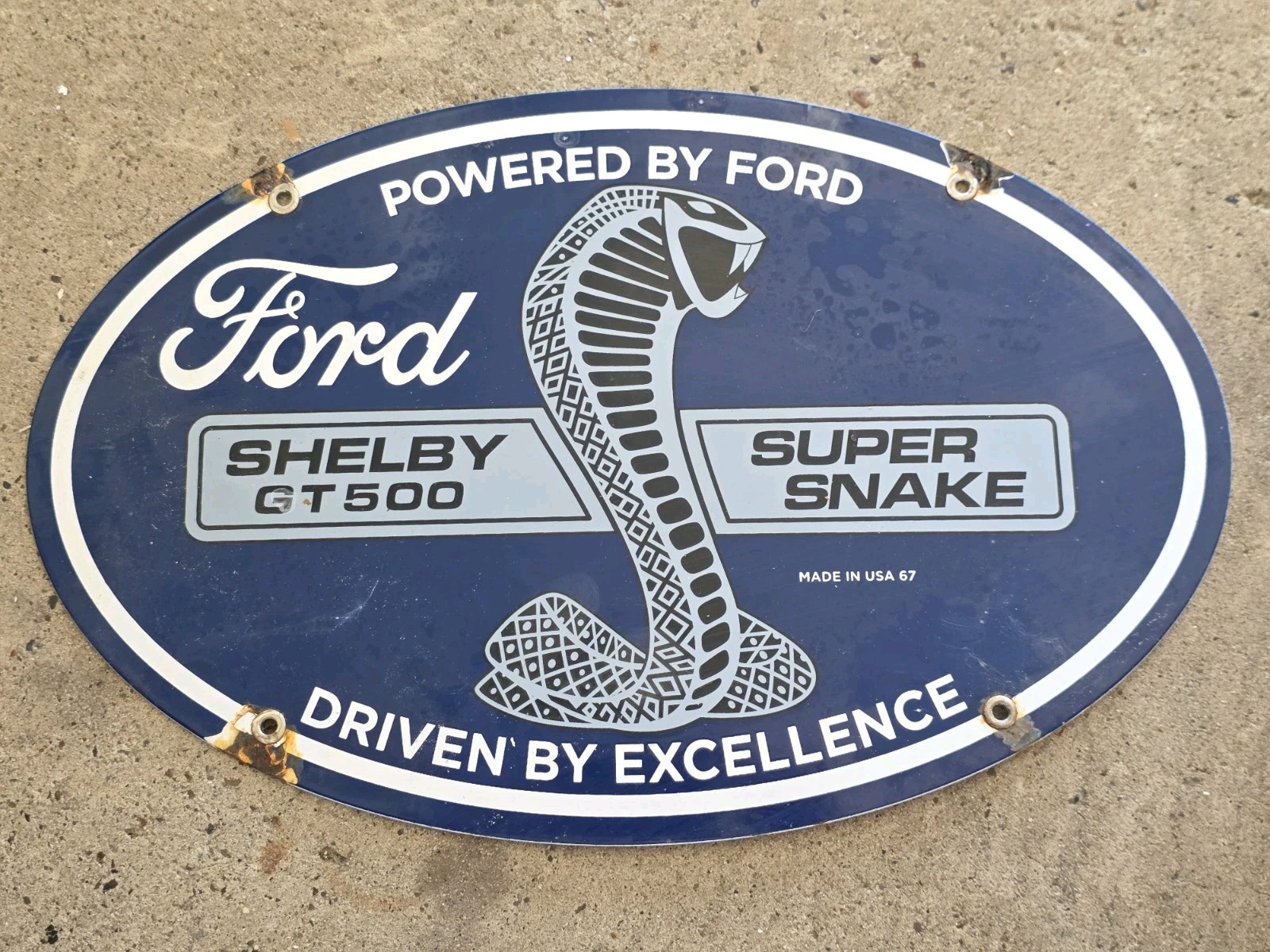 VINTAGE FORD SHELBY COBRA PORCELAIN SIGN GAS STATION PUMP PLATE OIL. 15 VINTAGE FORD SHELBY COBRA PORCELAIN SIGN GAS STATION PUMP PLATE OIL. 15