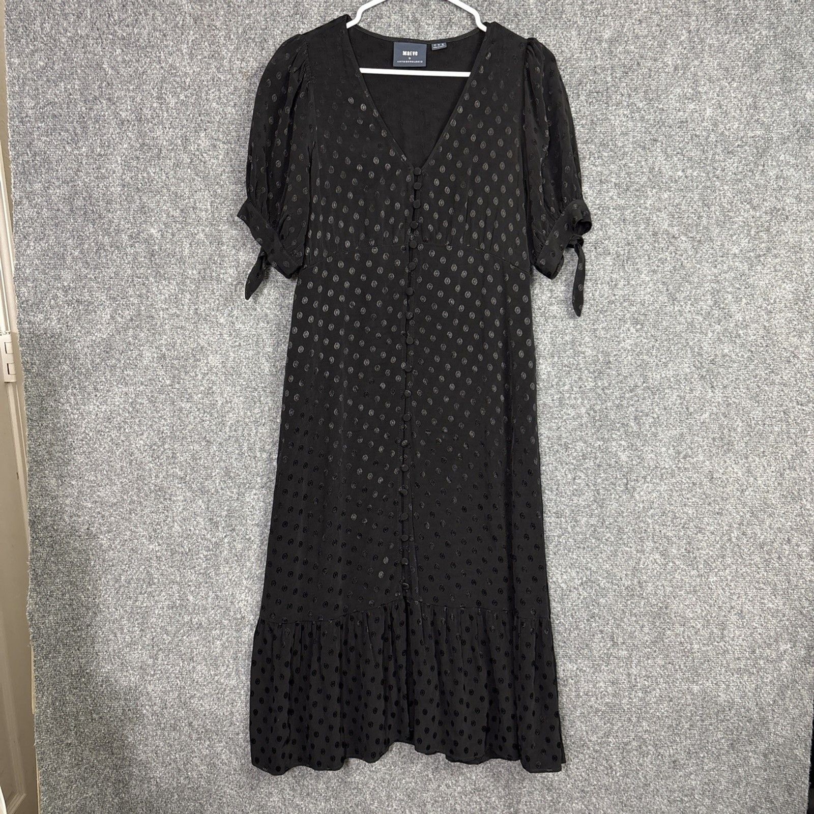 Maeve Anthropologie Eudora Dress Womens Size 4 Black Midi Vintage Dot Gothic Maeve Anthropologie Eudora Dress Womens Size 4 Black Midi Vintage Dot Gothic
