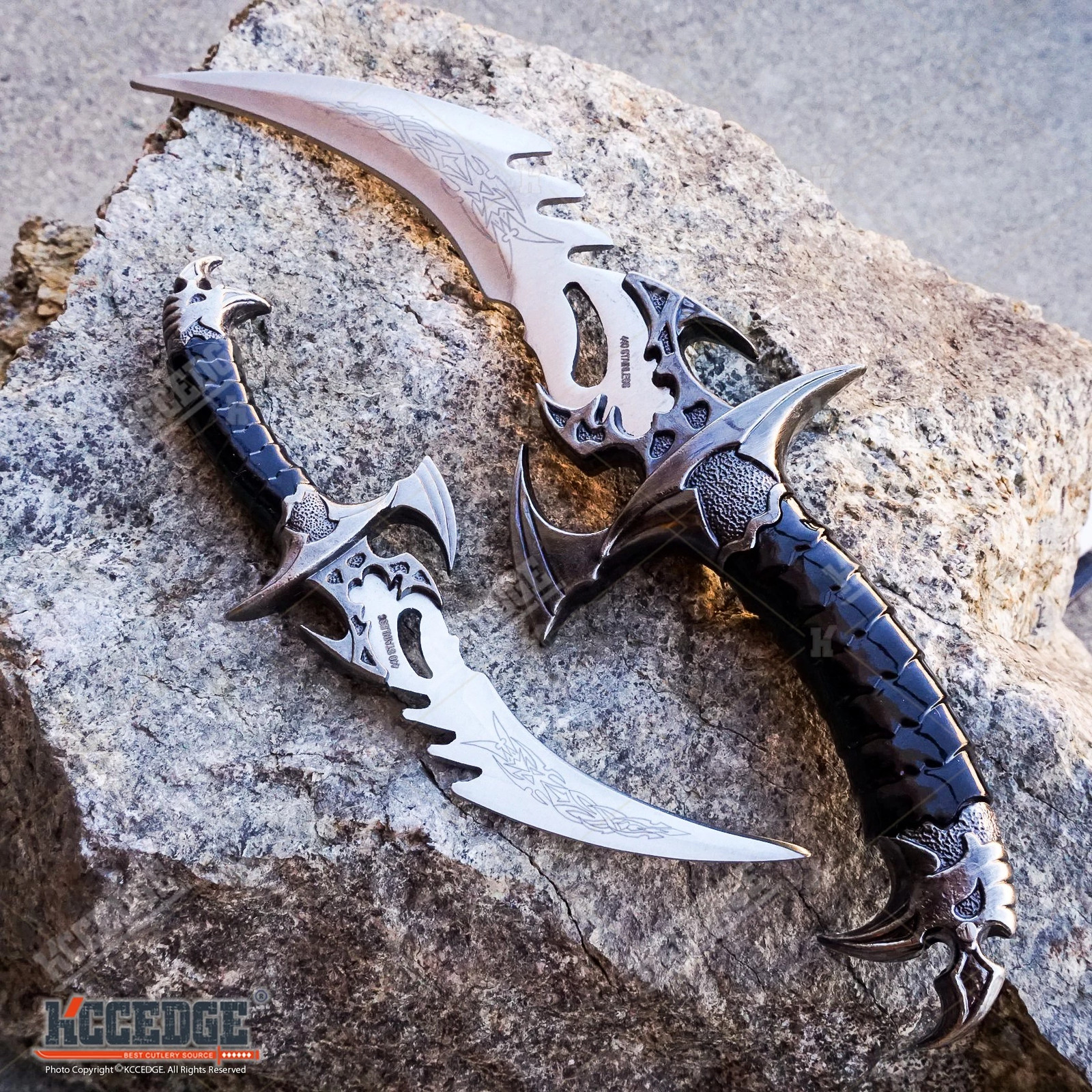 2pc  MEDIEVAL KARAMBIT CLAW Knife Twin Set FIXED BLADE DAGGERS Sheath Included