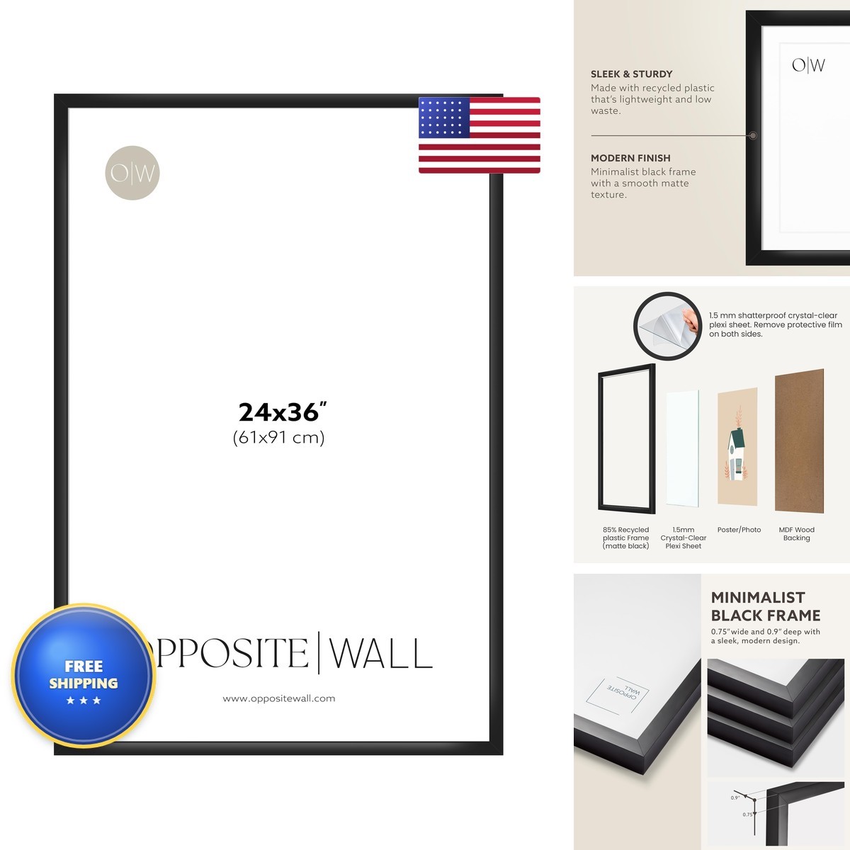 Opposite Wall 24x36 in Black Picture Frame Opposite Wall 24x36 in Black Picture Frame