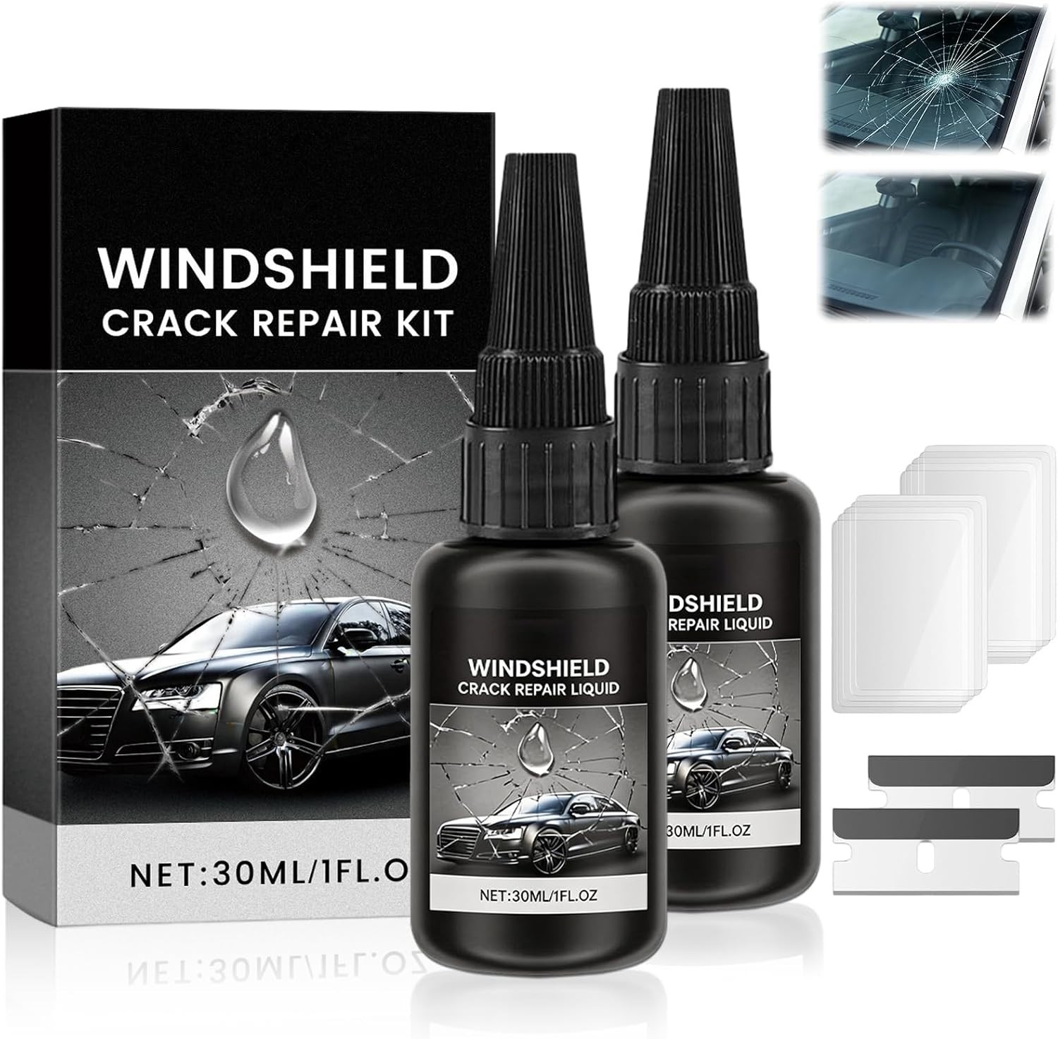 2PCS Windshield Crack Repair Kit - Quick Fix - 30ml Glass Repair - Formula 2PCS Windshield Crack Repair Kit - Quick Fix - 30ml Glass Repair - Formula