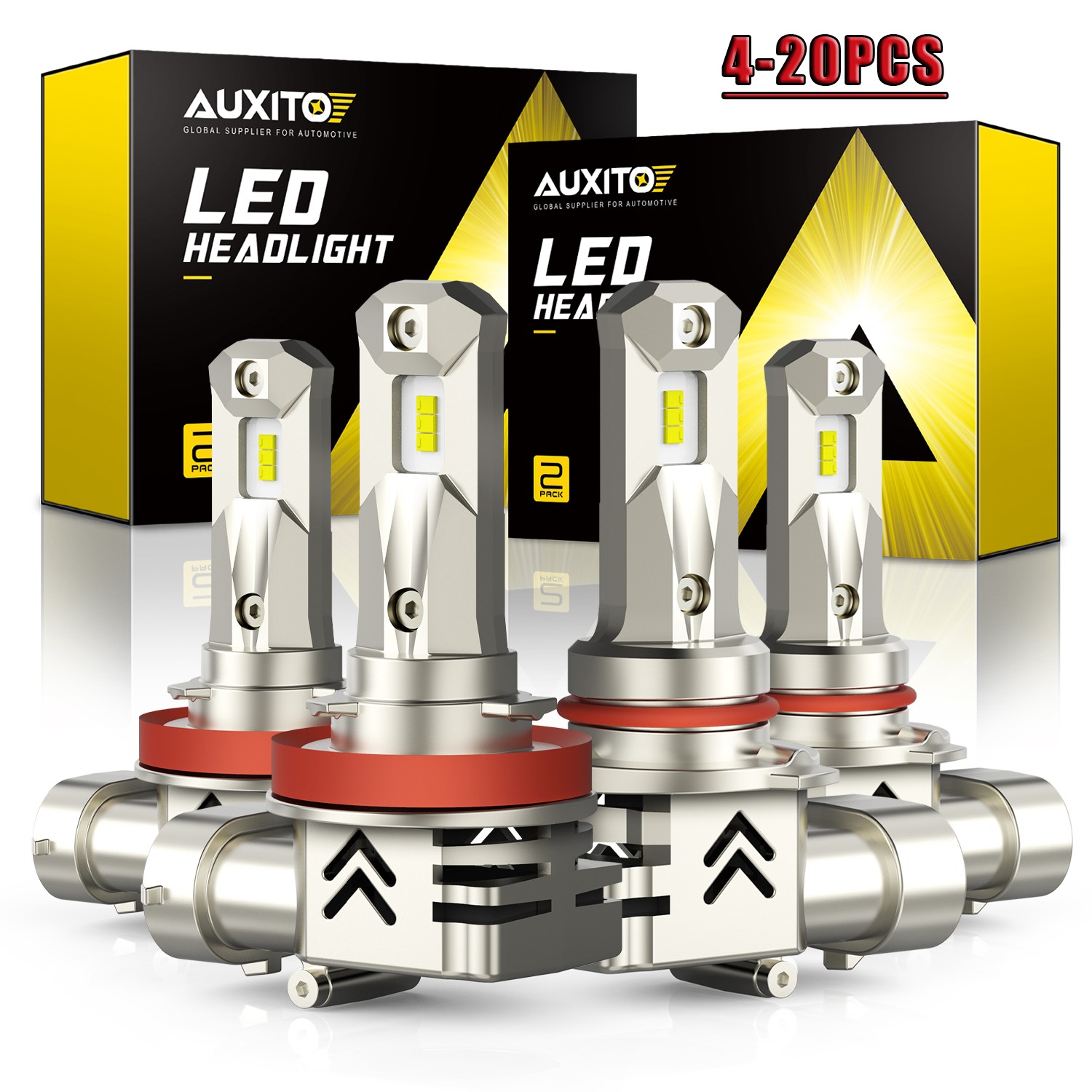 LED Headlight Kit 10S 9005+H11 High Low Beam Bulb Super Bright 6000K White 4-20x