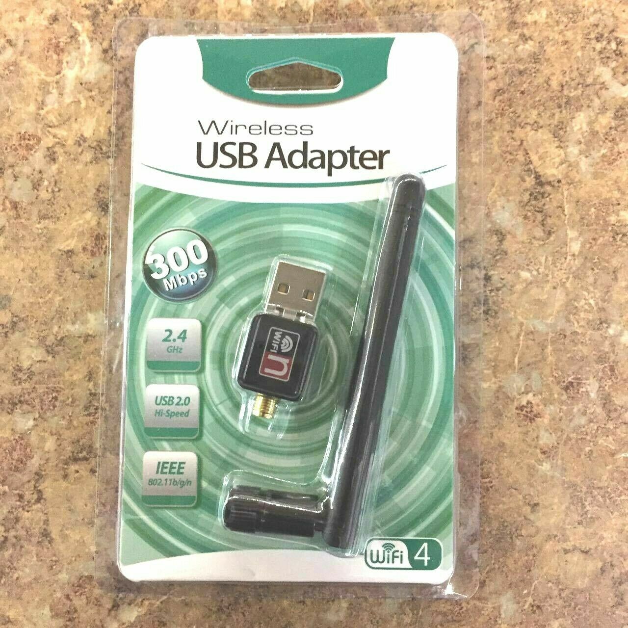2.4Ghz 300Mbps USB Wifi Adapter High Gain Wireless Network Dongle w/Antenna Kit
