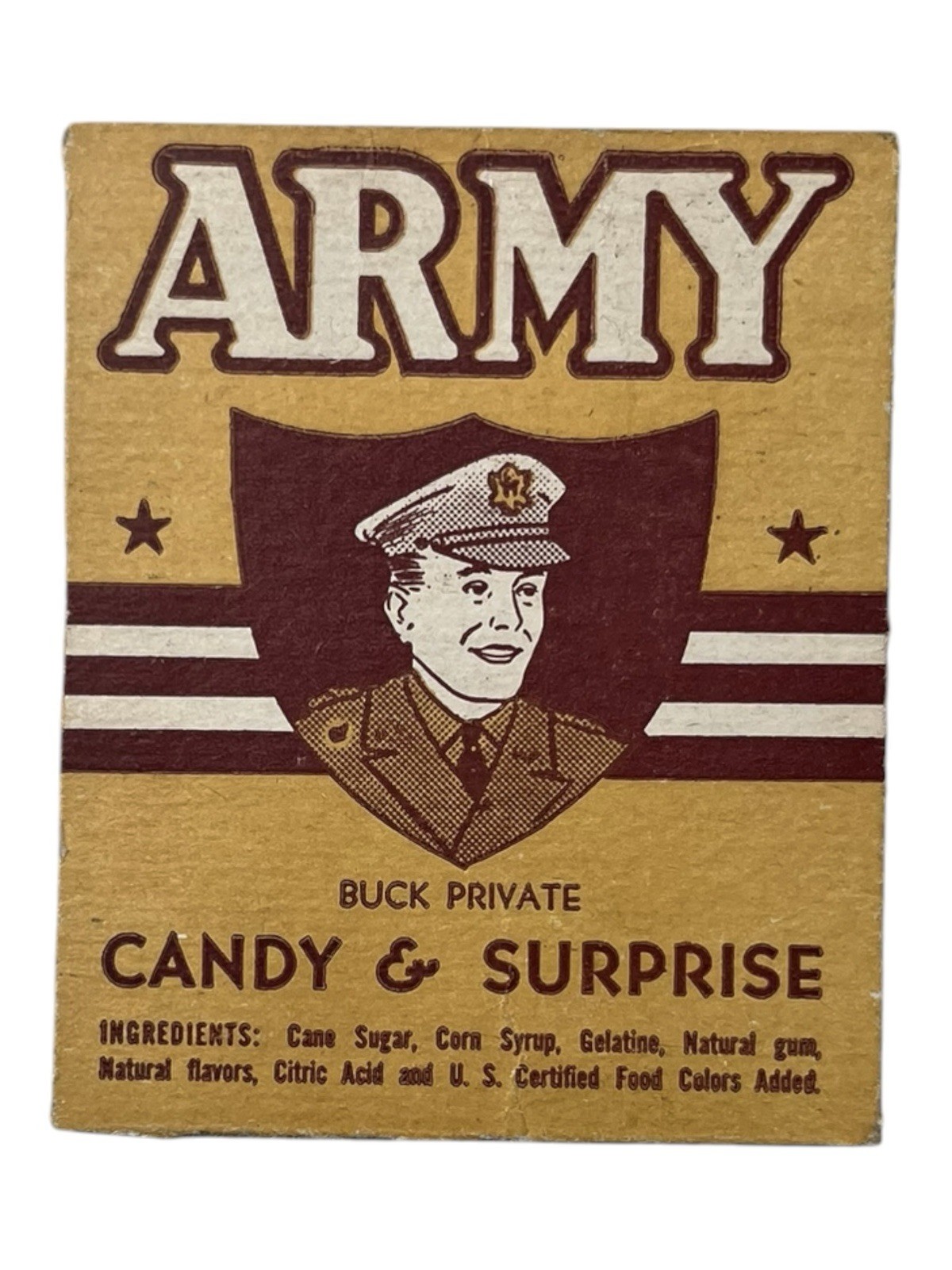 1940\'s ARMY Candy and Surprise Box Card Buck Private Leader Novelty Candy Co.
