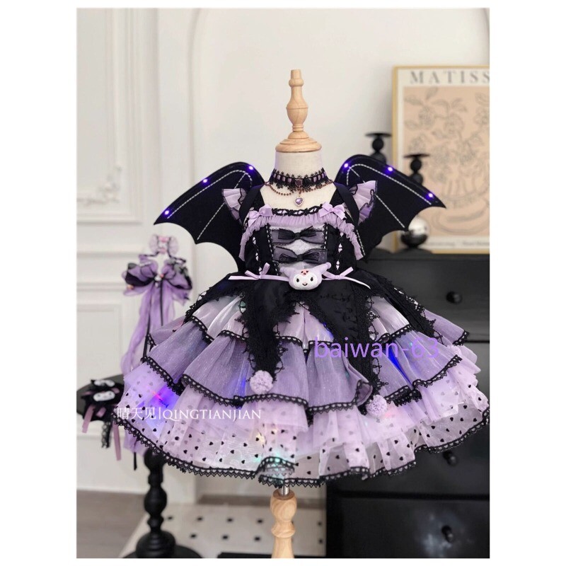 Cute Kuromi Girl Princess Dress Costume Halloween Cosplay Lace Kids Kawaii Dress Cute Kuromi Girl Princess Dress Costume Halloween Cosplay Lace Kids Kawaii Dress