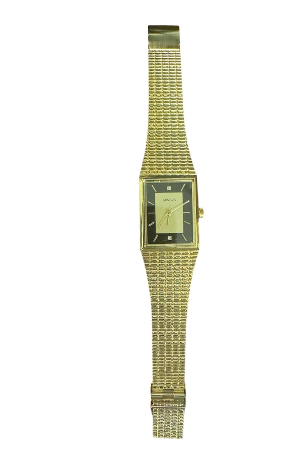 Vintage Geneva Unisex Gold Tone Quartz Dress Watch Textured Bracelet New NOS Vintage Geneva Unisex Gold Tone Quartz Dress Watch Textured Bracelet New NOS