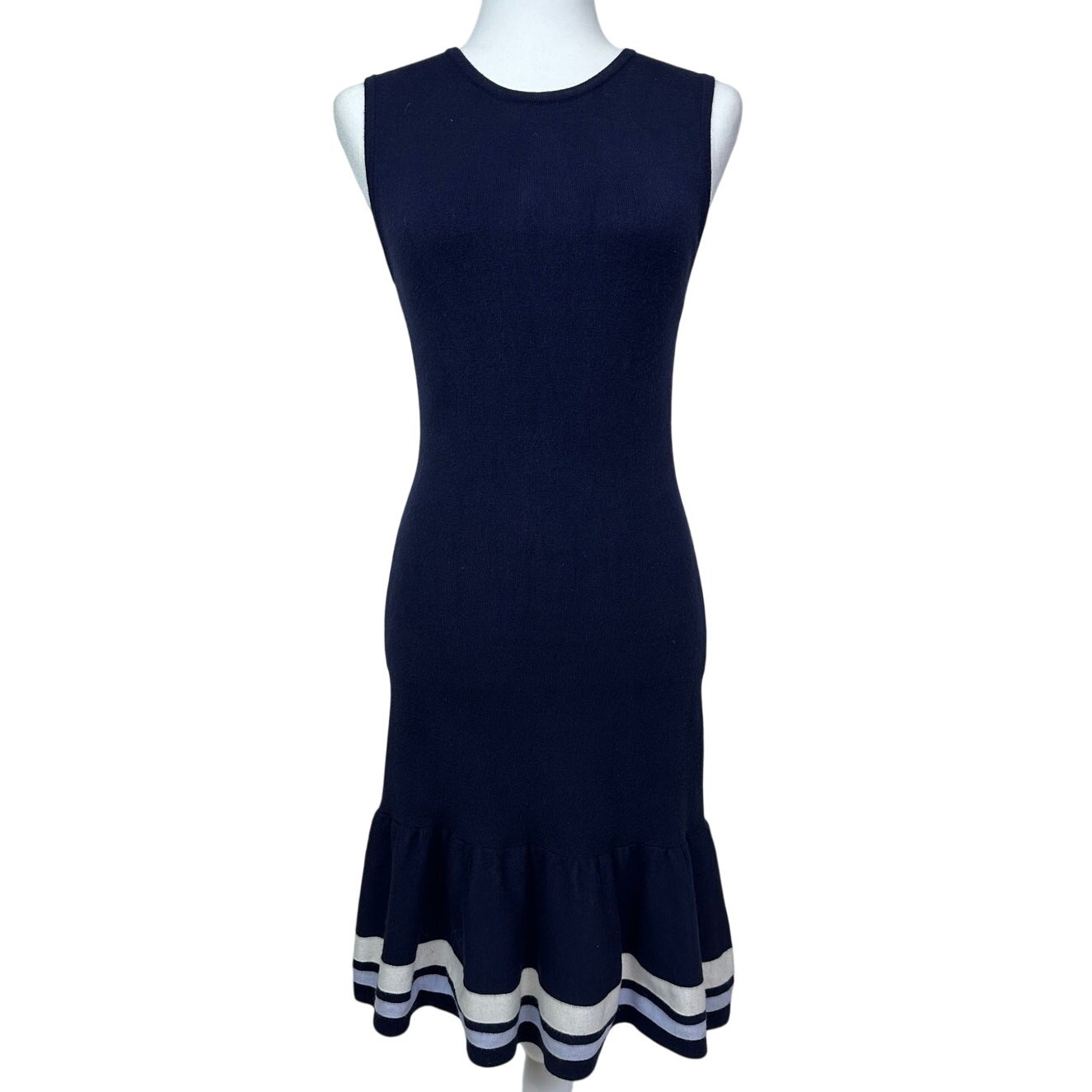 Chelsea 28 Women\'s Knit Sleeveless Maxi Dress Navy Blue White Striped Size S Chelsea 28 Women\'s Knit Sleeveless Maxi Dress Navy Blue White Striped Size S