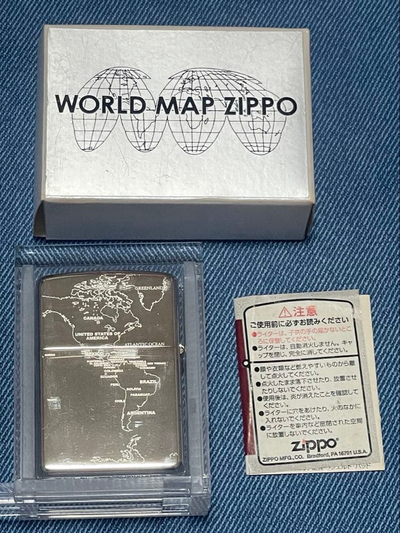 Zippo Item ZIPPO 5 sided Processing Laser Engraving World Map 2004